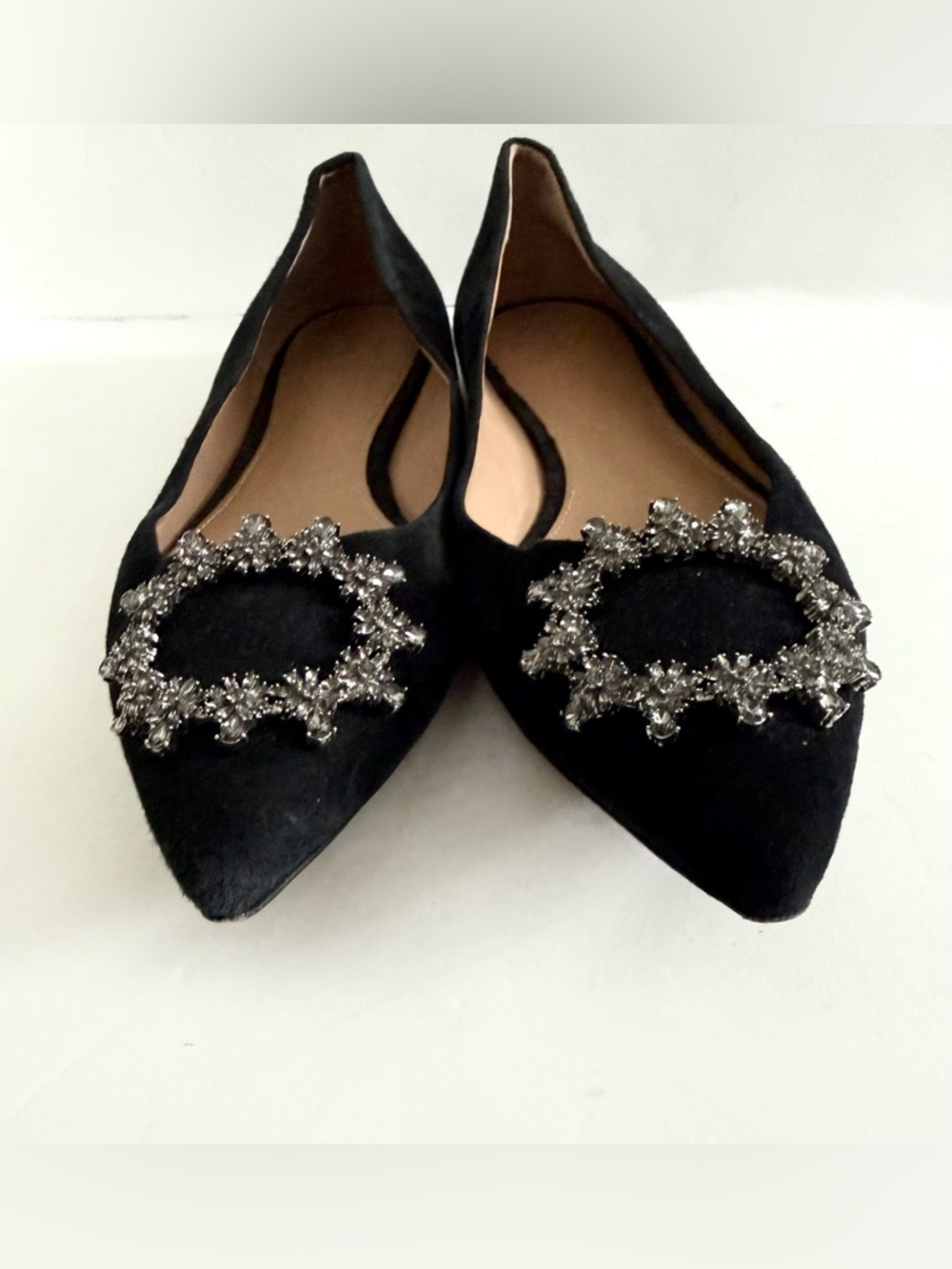 Tory Burch Black Pointed Toe Flats with Crystal Embellishment - Picture 6 of 14